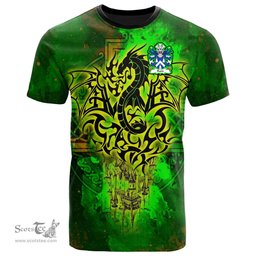 ScotsTee Shop Welsh Rudd Bishop of St David Coat of Arms Family Crest Wales T Shirt Celtic Dragon Castle Pattern T Shirt