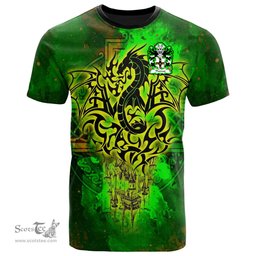 ScotsTee Shop Welsh Thomas of Caernarfonshire Coat of Arms Family Crest Wales T Shirt Celtic Dragon Castle Pattern T Shirt