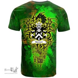 ScotsTee Shop Welsh Spencer Vicar of Wiston Pembrokeshire Coat of Arms Family Crest Wales T Shirt Celtic Dragon Castle Pattern T Shirt