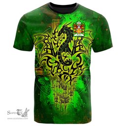ScotsTee Shop Welsh Owain AP GRUFFUDD or Owen Coat of Arms Family Crest Wales T Shirt Celtic Dragon Castle Pattern T Shirt