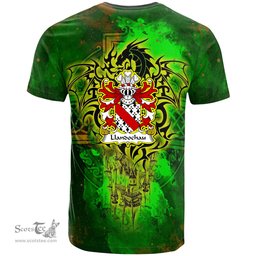 ScotsTee Shop Welsh Llandochau or Wallis Walsh Welsh lords of Llandough Coat of Arms Family Crest Wales T Shirt Celtic Dragon Castle Pattern T Shirt