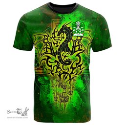 ScotsTee Shop Welsh Lord or Lort of St Patrick Pembrokeshire Coat of Arms Family Crest Wales T Shirt Celtic Dragon Castle Pattern T Shirt