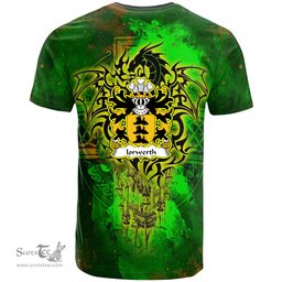 ScotsTee Shop Welsh Iorwerth SAIS Coat of Arms Family Crest Wales T Shirt Celtic Dragon Castle Pattern T Shirt