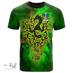 ScotsTee Shop Welsh Young Bishop of St. Davids Coat of Arms Family Crest Wales T Shirt Celtic Dragon Castle Pattern T Shirt