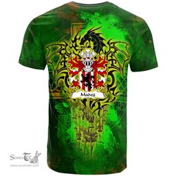 ScotsTee Shop Welsh Madog FYCHAN Coat of Arms Family Crest Wales T Shirt Celtic Dragon Castle Pattern T Shirt