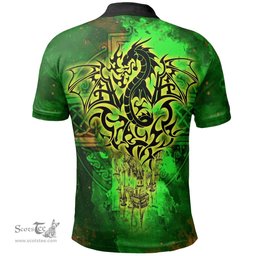 ScotsTee Shop Welsh Archdeacon Coat of Arms Family Crest Wales Polo Shirt Celtic Dragon Castle Pattern Polo Shirt