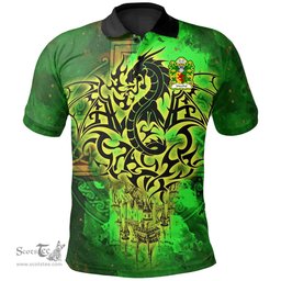 ScotsTee Shop Welsh Marshal Earls of Pembrokeshire Coat of Arms Family Crest Wales Polo Shirt Celtic Dragon Castle Pattern Polo Shirt