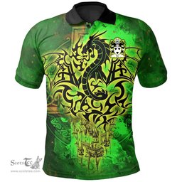 ScotsTee Shop Welsh Ifor HAEL the generous Coat of Arms Family Crest Wales Polo Shirt Celtic Dragon Castle Pattern Polo Shirt
