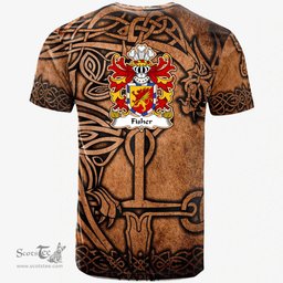 ScotsTee Shop Welsh Fisher of Carmarthenshire Coat of Arms Family Crest Wales T Shirt Celtic Dragon Vintage T Shirt