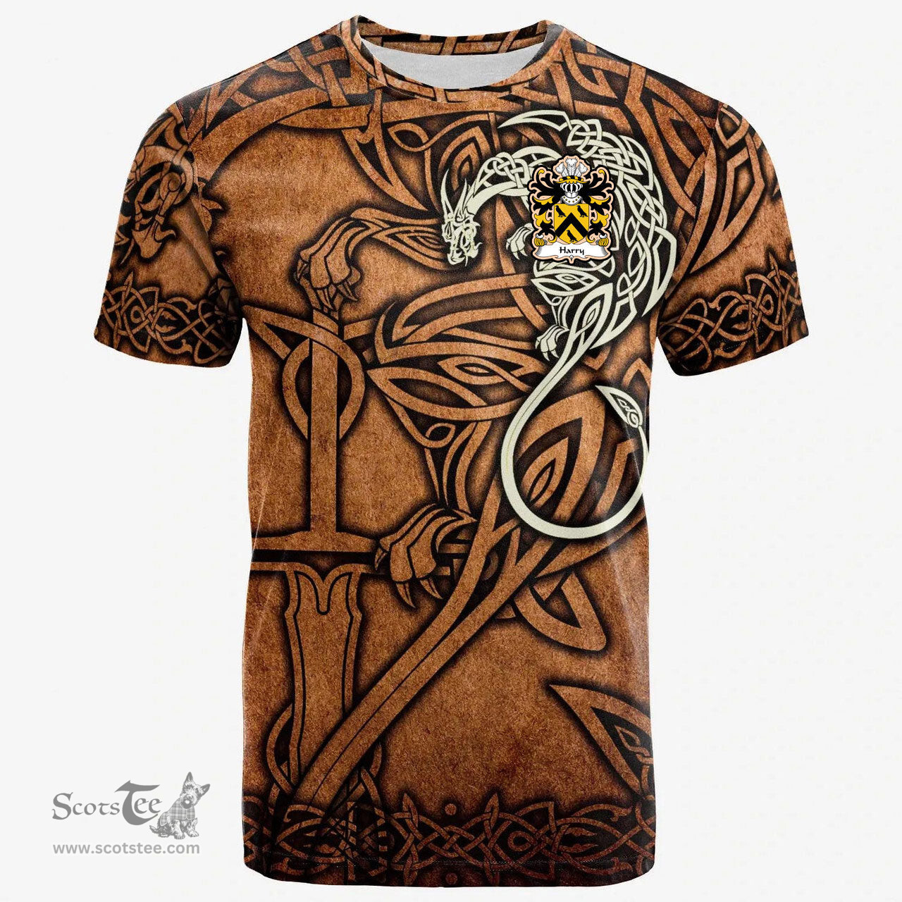 ScotsTee Shop Welsh Harry AP THOMAS Coat of Arms Family Crest Wales T Shirt Celtic Dragon Vintage T Shirt