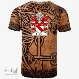 ScotsTee Shop Welsh St John of Fon mon Glamorgan Coat of Arms Family Crest Wales T Shirt Celtic Dragon Vintage T Shirt