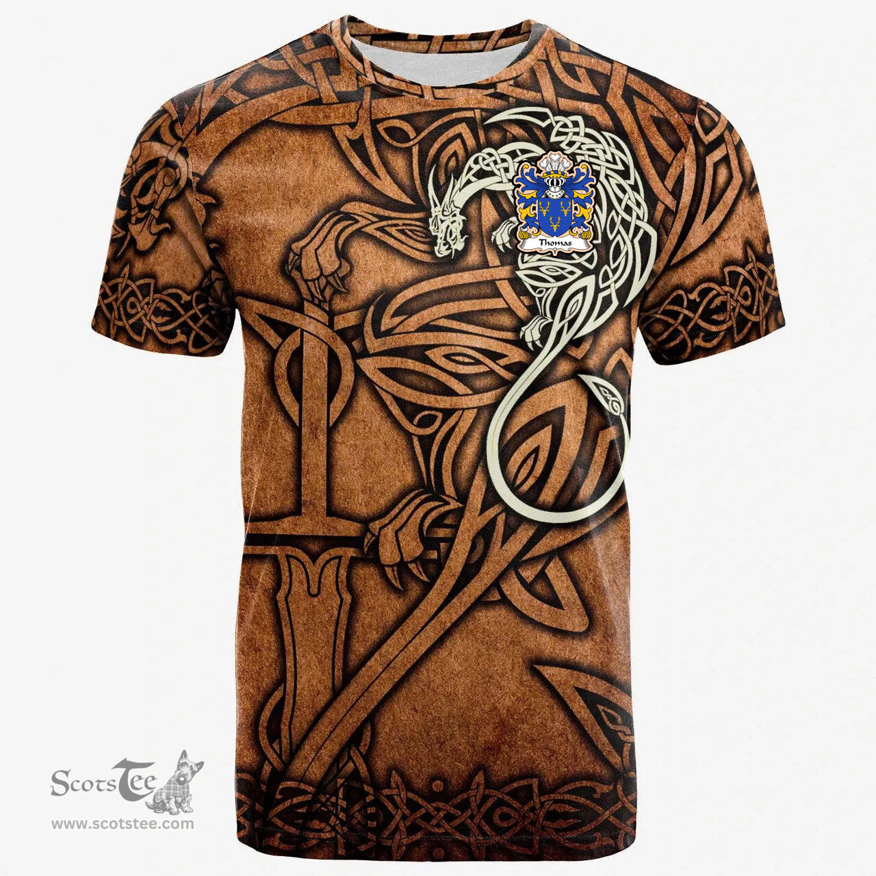 ScotsTee Shop Welsh Thomas AP DAFYDD AP GRUFFUDD Coat of Arms Family Crest Wales T Shirt Celtic Dragon Vintage T Shirt