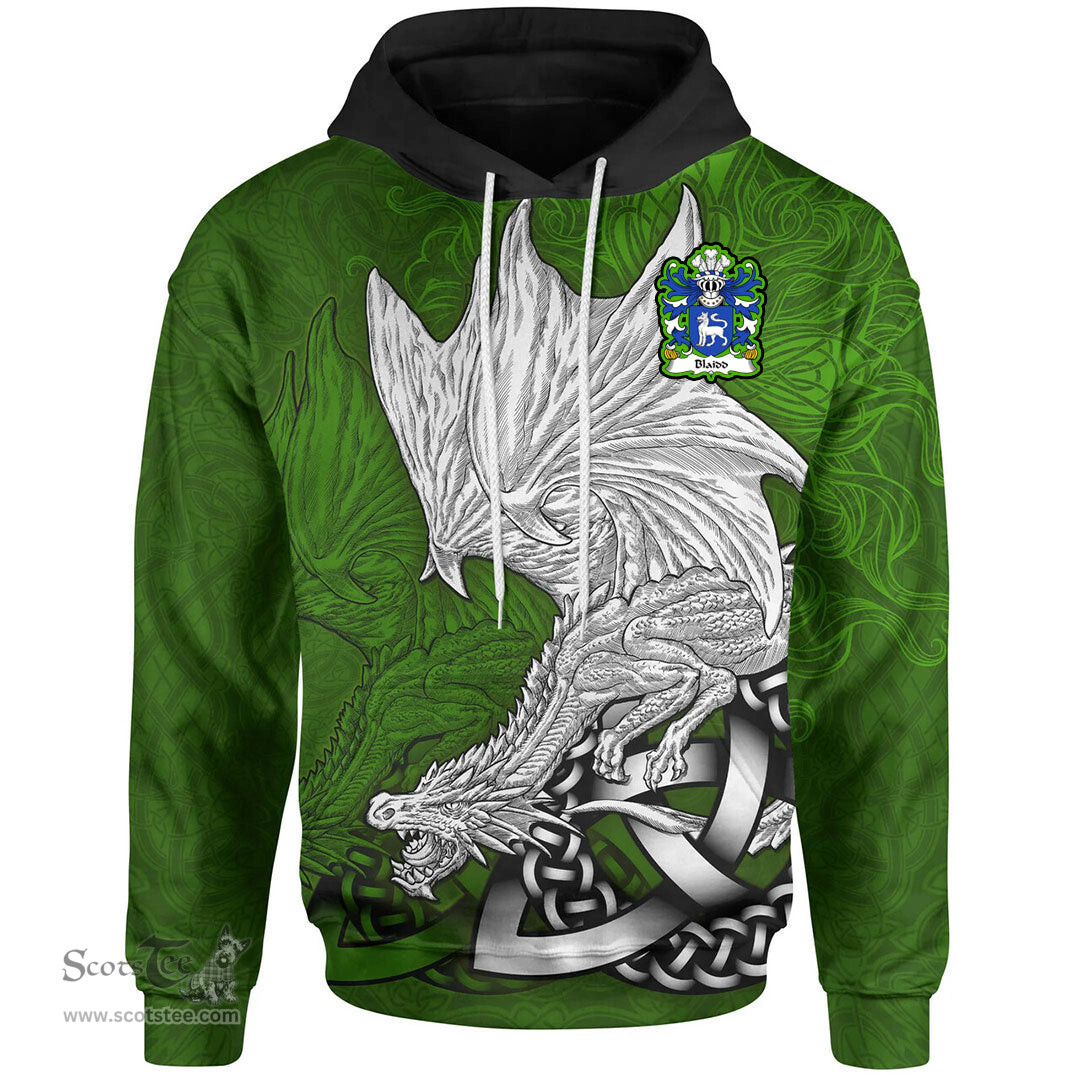 ScotsTee Shop Welsh Blaidd Y Blaidd Rhudd or Gest Coat of Arms Family Crest Wales Hoodie Celtic Green Dragon Hoodie