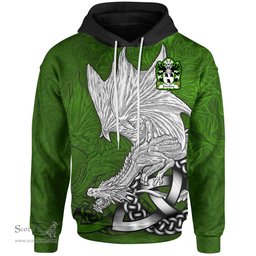 ScotsTee Shop Welsh Dawkins of Laugharne Carmarthenshire Coat of Arms Family Crest Wales Hoodie Celtic Green Dragon Hoodie