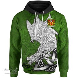 ScotsTee Shop Welsh Gwenwynwyn AB OWAIN CYFEILIOG Coat of Arms Family Crest Wales Hoodie Celtic Green Dragon Hoodie