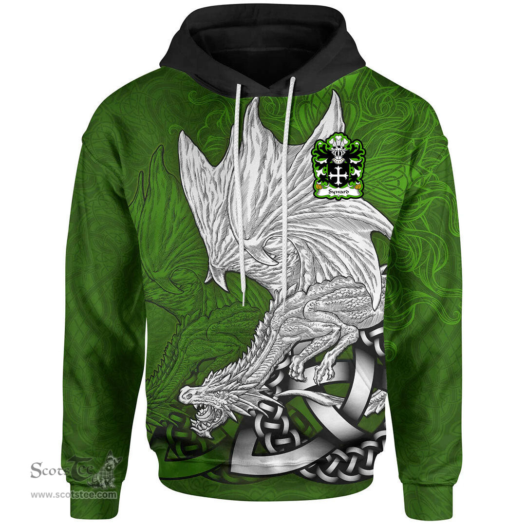 ScotsTee Shop Welsh Syward or Siward lord of Rhutin Glamorgan Coat of Arms Family Crest Wales Hoodie Celtic Green Dragon Hoodie