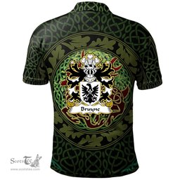 ScotsTee Shop Welsh Bruyne of Cardiganshire Coat of Arms Family Crest Wales Polo Shirt Celtic Deer with Tree of Life The God of the Forest Polo Shirt