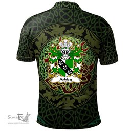 ScotsTee Shop Welsh Ashley Caernarfon Coat of Arms Family Crest Wales Polo Shirt Celtic Deer with Tree of Life The God of the Forest Polo Shirt