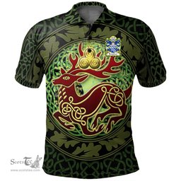 ScotsTee Shop Welsh Bradshaw of St. Dogmaels Pembrokeshire Coat of Arms Family Crest Wales Polo Shirt Celtic Deer with Tree of Life The God of the Forest Polo Shirt