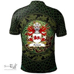 ScotsTee Shop Welsh Aeneas YSGWYDDWYN Coat of Arms Family Crest Wales Polo Shirt Celtic Deer with Tree of Life The God of the Forest Polo Shirt