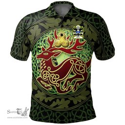 ScotsTee Shop Welsh Beven or Bevan Coat of Arms Family Crest Wales Polo Shirt Celtic Deer with Tree of Life The God of the Forest Polo Shirt