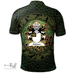 ScotsTee Shop Welsh Aeddan AP SEYSSYLLT Coat of Arms Family Crest Wales Polo Shirt Celtic Deer with Tree of Life The God of the Forest Polo Shirt