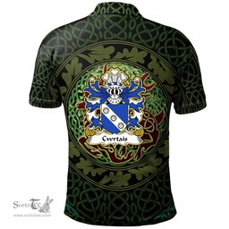 ScotsTee Shop Welsh Cwrtais Courteys Curthoyse Curtis Coat of Arms Family Crest Wales Polo Shirt Celtic Deer with Tree of Life The God of the Forest Polo Shirt