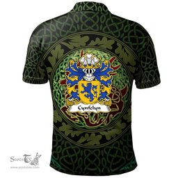 ScotsTee Shop Welsh Cynfelyn AP DOLFFIN Coat of Arms Family Crest Wales Polo Shirt Celtic Deer with Tree of Life The God of the Forest Polo Shirt