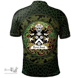 ScotsTee Shop Welsh Dewi Sant Saint David Coat of Arms Family Crest Wales Polo Shirt Celtic Deer with Tree of Life The God of the Forest Polo Shirt