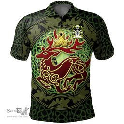 ScotsTee Shop Welsh Caneston of Pembrokeshire Coat of Arms Family Crest Wales Polo Shirt Celtic Deer with Tree of Life The God of the Forest Polo Shirt