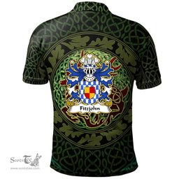 ScotsTee Shop Welsh Fitzjohn Coat of Arms Family Crest Wales Polo Shirt Celtic Deer with Tree of Life The God of the Forest Polo Shirt