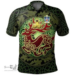 ScotsTee Shop Welsh Fitzjohn Coat of Arms Family Crest Wales Polo Shirt Celtic Deer with Tree of Life The God of the Forest Polo Shirt