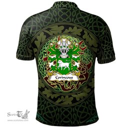 ScotsTee Shop Welsh Corineous Duke of Cornwall Companion of Brutus Coat of Arms Family Crest Wales Polo Shirt Celtic Deer with Tree of Life The God of the Forest Polo Shirt
