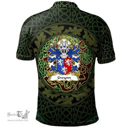 ScotsTee Shop Welsh Gwynn of Glamorganshire Coat of Arms Family Crest Wales Polo Shirt Celtic Deer with Tree of Life The God of the Forest Polo Shirt