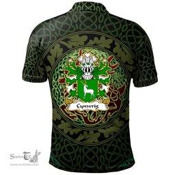 ScotsTee Shop Welsh Cynwrig FYCHAN or CWNWS DDU Coat of Arms Family Crest Wales Polo Shirt Celtic Deer with Tree of Life The God of the Forest Polo Shirt