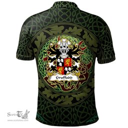 ScotsTee Shop Welsh Gruffudd FYCHAN Sir of Powys of Boniarth Coat of Arms Family Crest Wales Polo Shirt Celtic Deer with Tree of Life The God of the Forest Polo Shirt