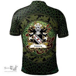 ScotsTee Shop Welsh Conwy of Bodrhyddan Flint Coat of Arms Family Crest Wales Polo Shirt Celtic Deer with Tree of Life The God of the Forest Polo Shirt