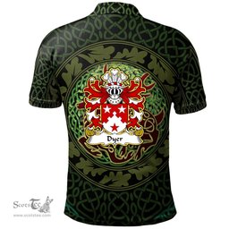 ScotsTee Shop Welsh Dyer of Haverfordwest Carmarthenshire Coat of Arms Family Crest Wales Polo Shirt Celtic Deer with Tree of Life The God of the Forest Polo Shirt