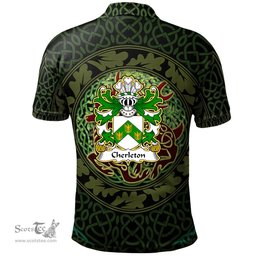ScotsTee Shop Welsh Cherleton or Charlton Lords of Powys Coat of Arms Family Crest Wales Polo Shirt Celtic Deer with Tree of Life The God of the Forest Polo Shirt
