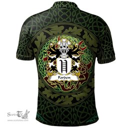 ScotsTee Shop Welsh Forden of Forden Montgomeryshire Coat of Arms Family Crest Wales Polo Shirt Celtic Deer with Tree of Life The God of the Forest Polo Shirt