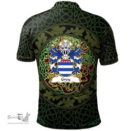 ScotsTee Shop Welsh Grey of Ruthin lords of Dyffryn Clwyd Coat of Arms Family Crest Wales Polo Shirt Celtic Deer with Tree of Life The God of the Forest Polo Shirt