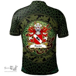 ScotsTee Shop Welsh Davies Robert of Gwysanau Flint Coat of Arms Family Crest Wales Polo Shirt Celtic Deer with Tree of Life The God of the Forest Polo Shirt