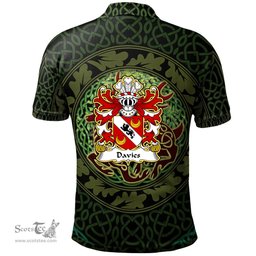 ScotsTee Shop Welsh Davies of Chester Coat of Arms Family Crest Wales Polo Shirt Celtic Deer with Tree of Life The God of the Forest Polo Shirt