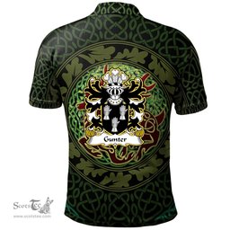 ScotsTee Shop Welsh Gunter of Tregunter and Gilston Breconshire Coat of Arms Family Crest Wales Polo Shirt Celtic Deer with Tree of Life The God of the Forest Polo Shirt