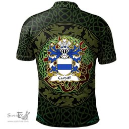 ScotsTee Shop Welsh Cardiff Sir Walter Glamorgan Coat of Arms Family Crest Wales Polo Shirt Celtic Deer with Tree of Life The God of the Forest Polo Shirt
