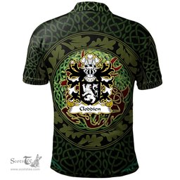 ScotsTee Shop Welsh Cloddien AP GWYBEDYDD Coat of Arms Family Crest Wales Polo Shirt Celtic Deer with Tree of Life The God of the Forest Polo Shirt