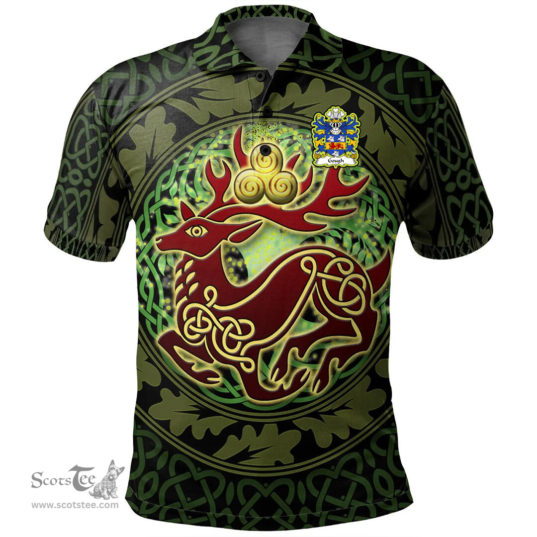 ScotsTee Shop Welsh Gough of Chester c.1481 Coat of Arms Family Crest Wales Polo Shirt Celtic Deer with Tree of Life The God of the Forest Polo Shirt