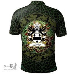 ScotsTee Shop Welsh Caprach Lord of Trecaprach Gwent Coat of Arms Family Crest Wales Polo Shirt Celtic Deer with Tree of Life The God of the Forest Polo Shirt