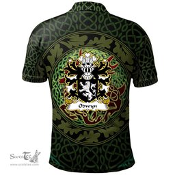 ScotsTee Shop Welsh Odwyn AP TEITHWALCH Lord of Ceredigion Coat of Arms Family Crest Wales Polo Shirt Celtic Deer with Tree of Life The God of the Forest Polo Shirt