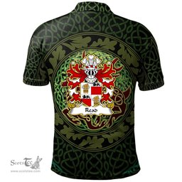 ScotsTee Shop Welsh Read of Roche Laugharne Carmanthenshire Coat of Arms Family Crest Wales Polo Shirt Celtic Deer with Tree of Life The God of the Forest Polo Shirt